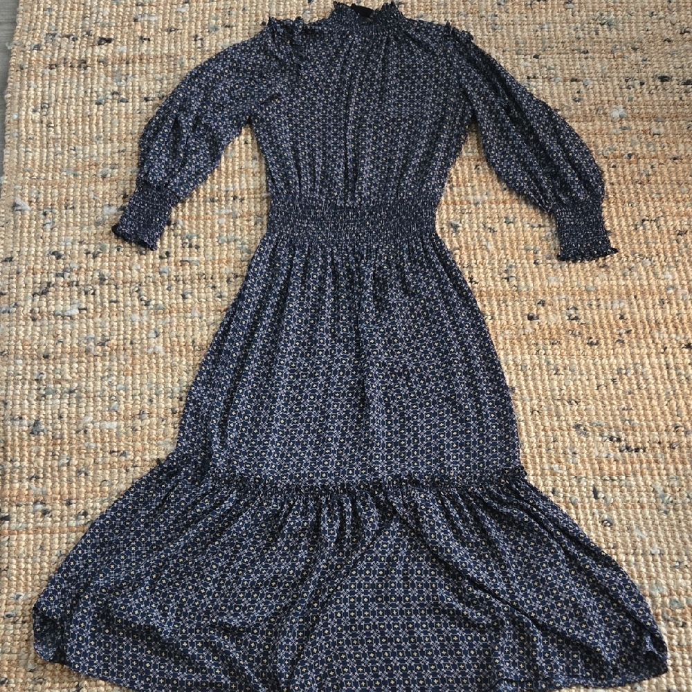 Max Studio] Navy Patterned Maxi Dress